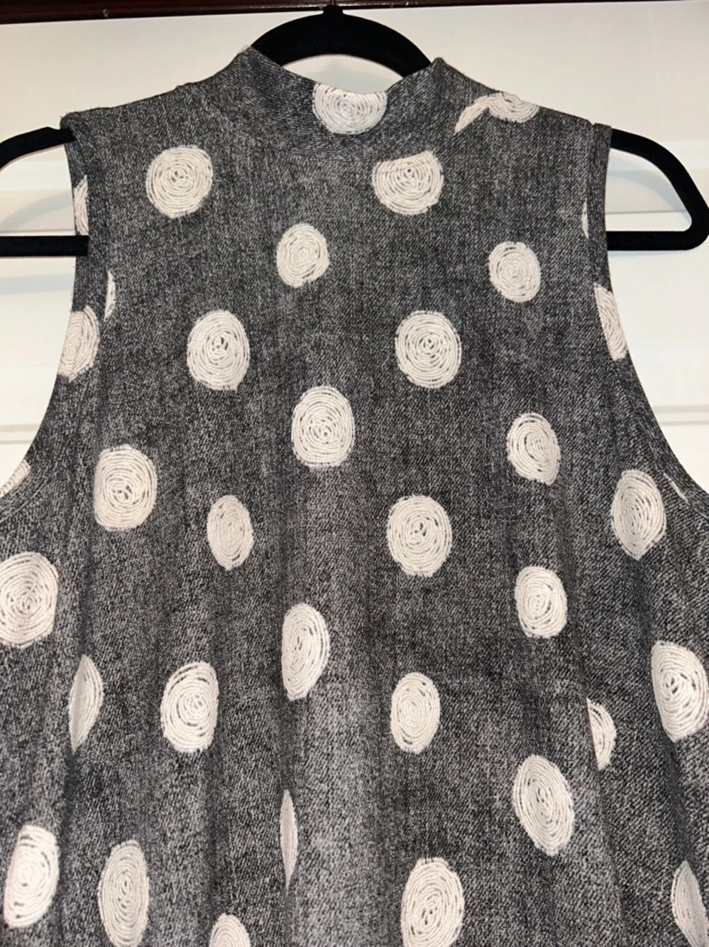 Sleeveless Polka Dot A-Line Dress L Blue White Wedding Summer Career